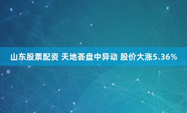 山东股票配资 天地荟盘中异动 股价大涨5.36%