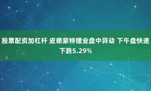 股票配资加杠杆 皮德蒙特锂业盘中异动 下午盘快速下跌5.29%