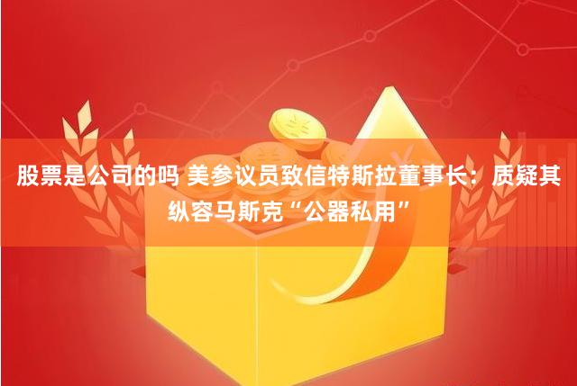 股票是公司的吗 美参议员致信特斯拉董事长：质疑其纵容马斯克“公器私用”