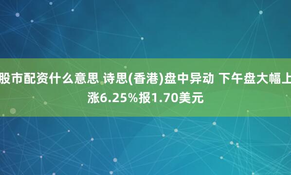 股市配资什么意思 诗思(香港)盘中异动 下午盘大幅上涨6.25%报1.70美元