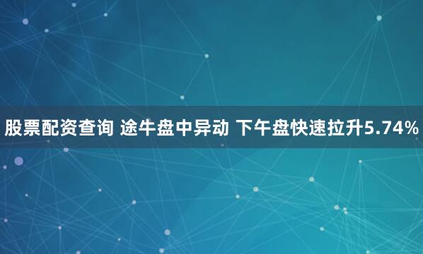 股票配资查询 途牛盘中异动 下午盘快速拉升5.74%