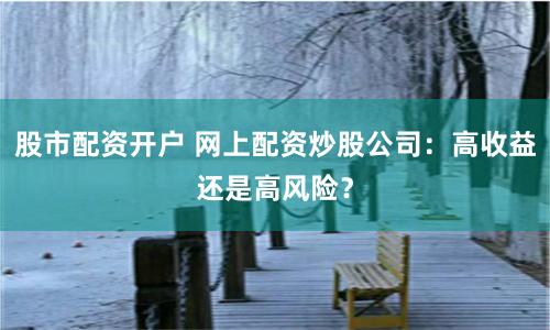 股市配资开户 网上配资炒股公司：高收益还是高风险？